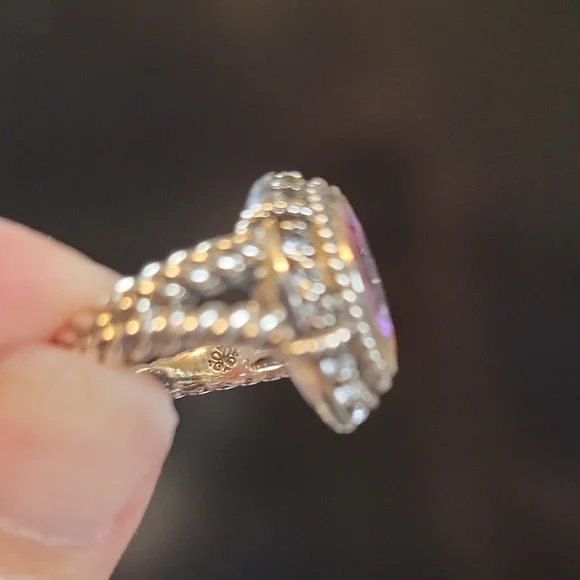 Amethyst & White Topaz Sterling Silver Ring